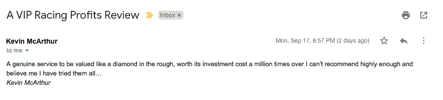 VIP Racing Profits testimonial desktop 3