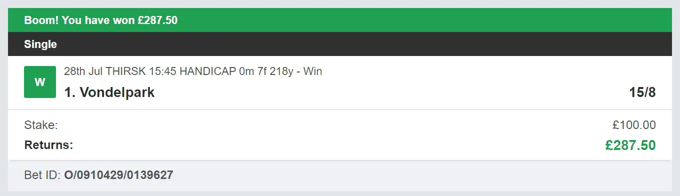 VIP Racing Profits - Winner 1 - 2023-07-28