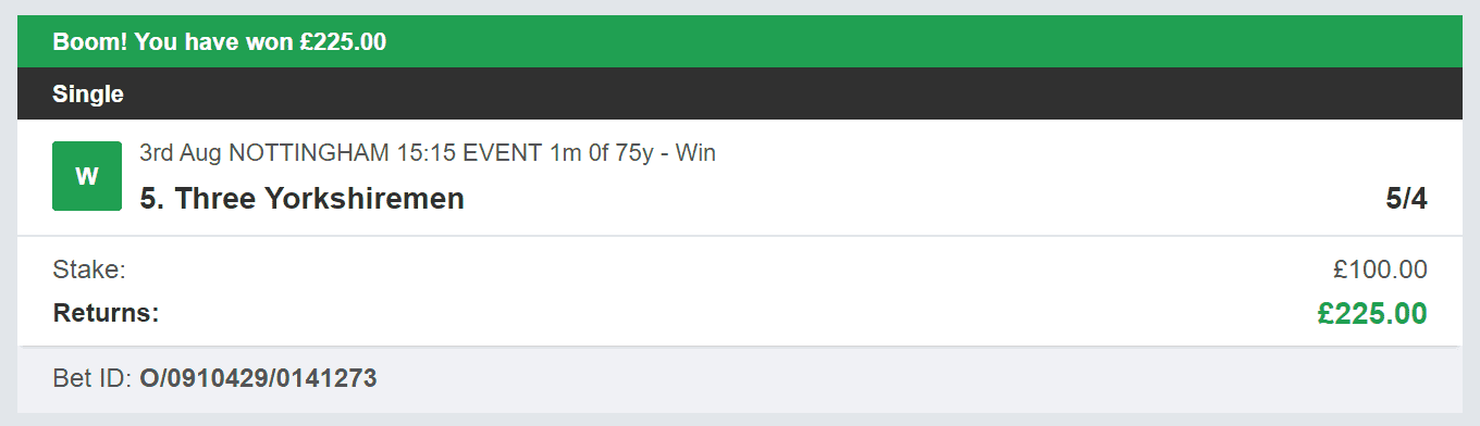 VIP Racing Profits - Winner 1 - 2023-08-03