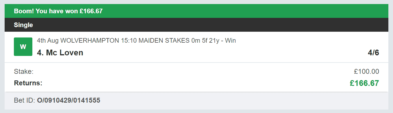 VIP Racing Profits - Winner 1 - 2023-08-04