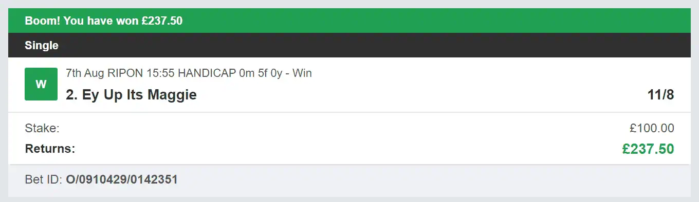 VIP Racing Profits - Winner 1 - 2023-08-07