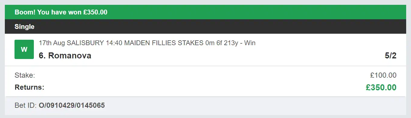 VIP Racing Profits - Winner 1 - 2023-08-17