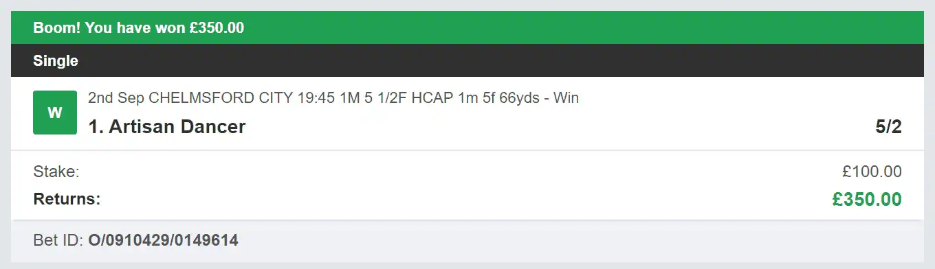 VIP Racing Profits - Winner 1 - 2024-09-02