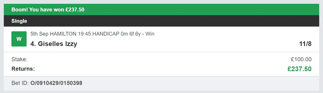 VIP Racing Profits - Winner 1 - 2024-09-05