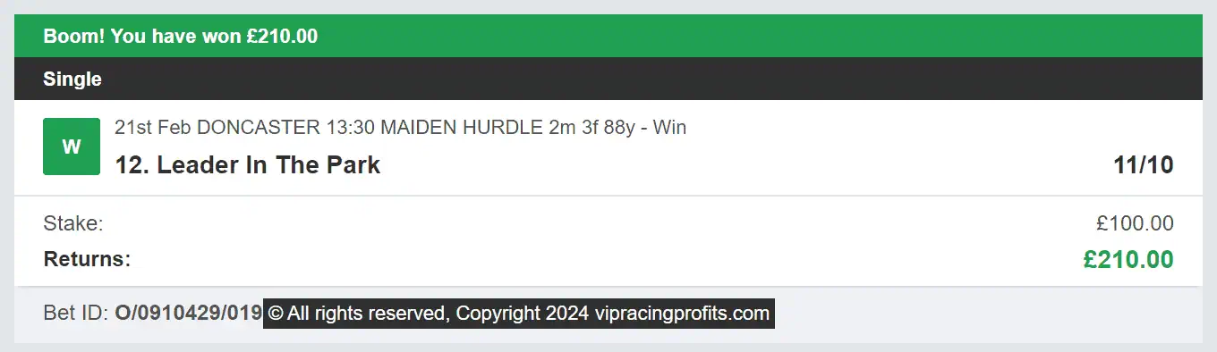 VIP Racing Profits - Winner 1 - 2024-02-21