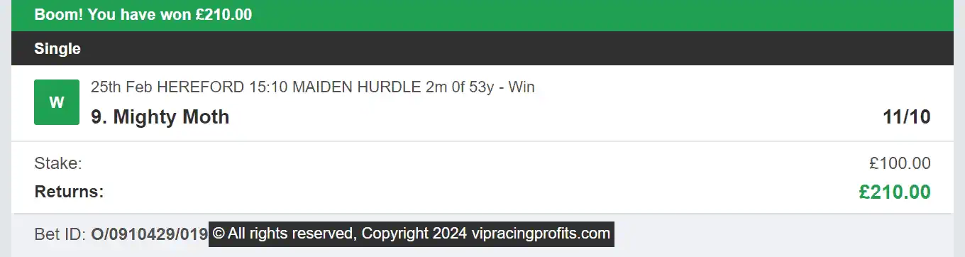 VIP Racing Profits - Winner 1 - 2024-02-25