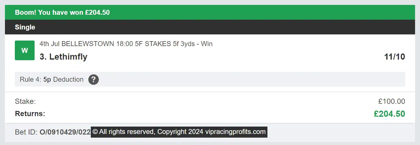 VIP Racing Profits - Winner 1 - 2024-07-04