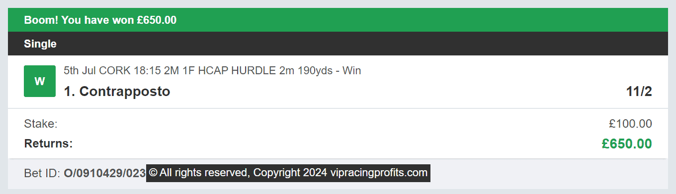 VIP Racing Profits - Winner 1 - 2024-07-05