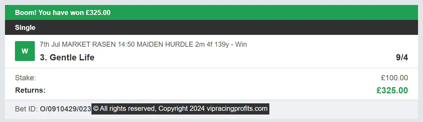 VIP Racing Profits - Winner 1 - 2024-07-07