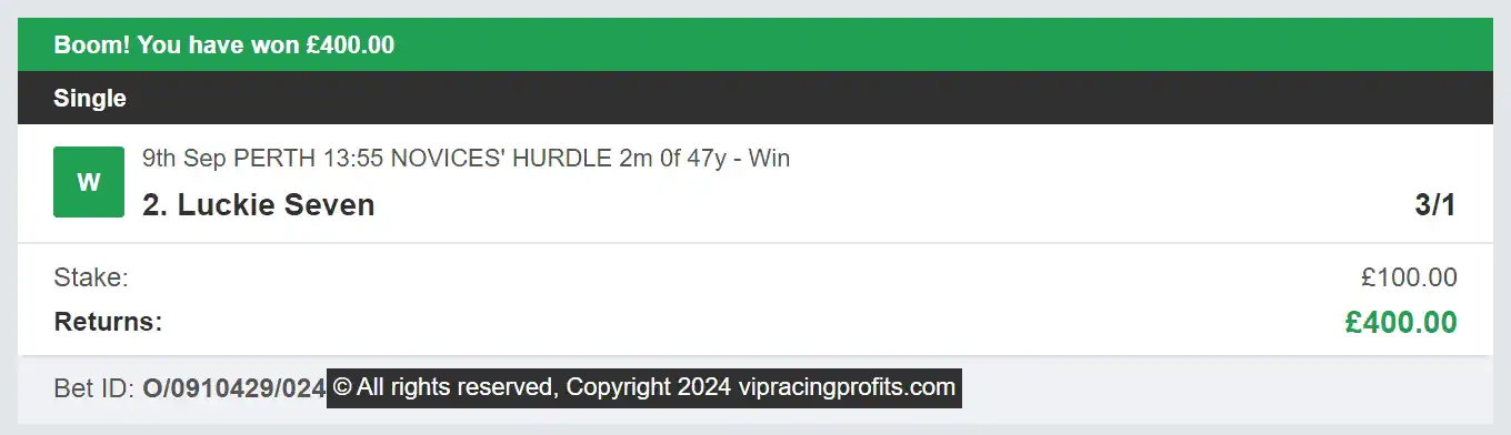 VIP Racing Profits - Winner 1 - 2024-09-09