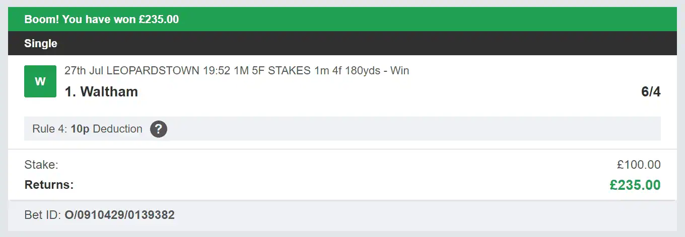 VIP Racing Profits - Winner 2 - 2023-07-27