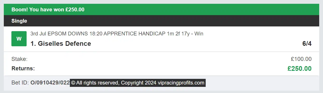VIP Racing Profits - Winner 2 - 2024-07-03