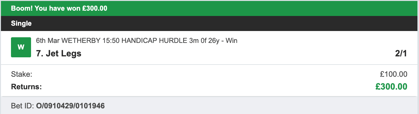 VIP Racing Profits - Winner 1 - 2023-03-06