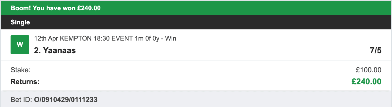 VIP Racing Profits - Winner 2 - 2023-04-19