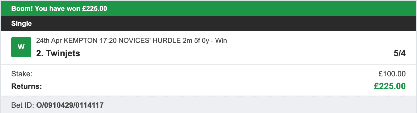 VIP Racing Profits - Winner 1 - 2023-04-24