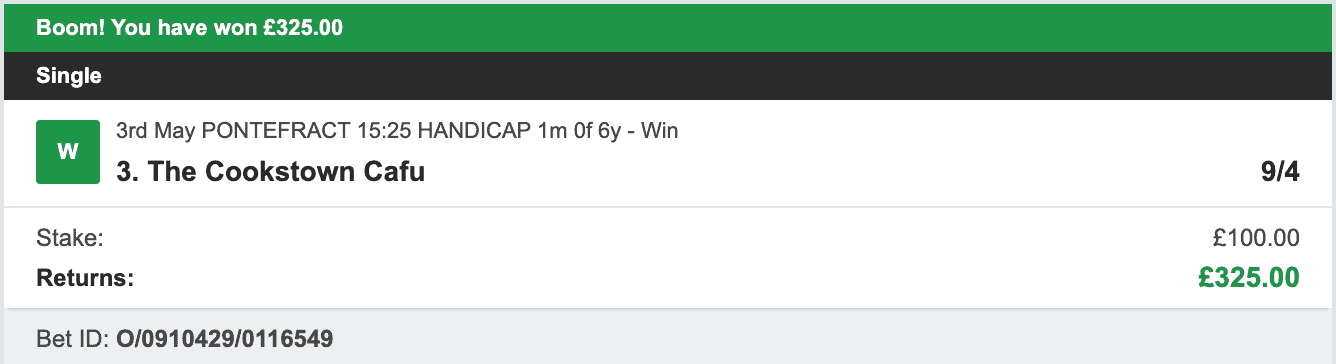 VIP Racing Profits - Winner 1 - 2023-05-03