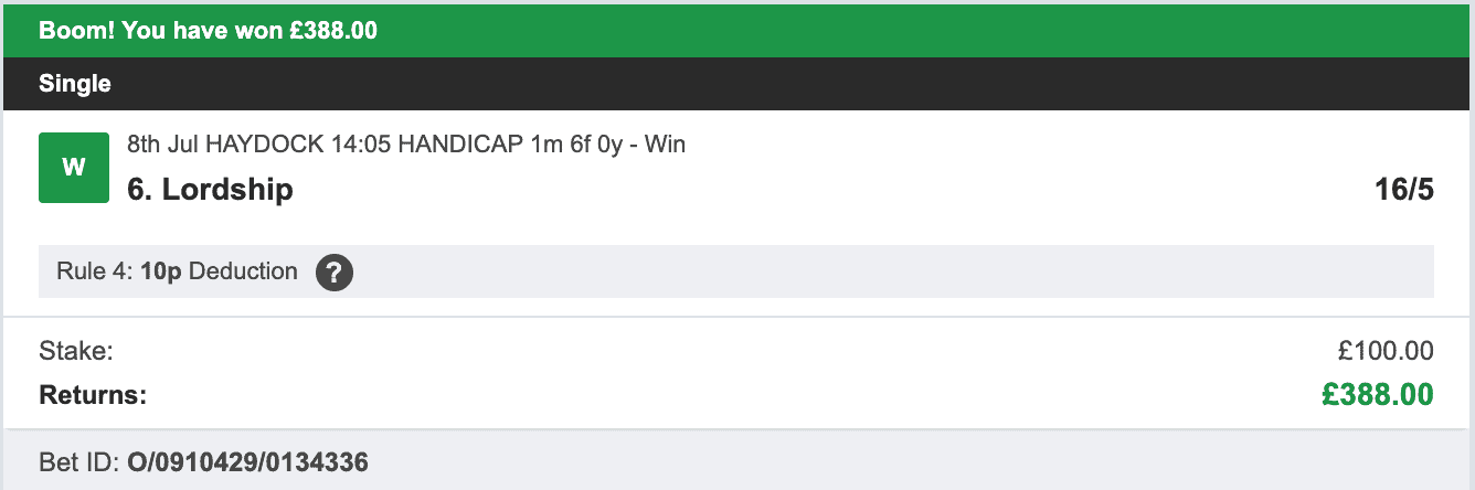 VIP Racing Profits - Winner 1 - 2023-07-08