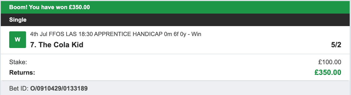 VIP Racing Profits - Winner 2 - 2023-07-04